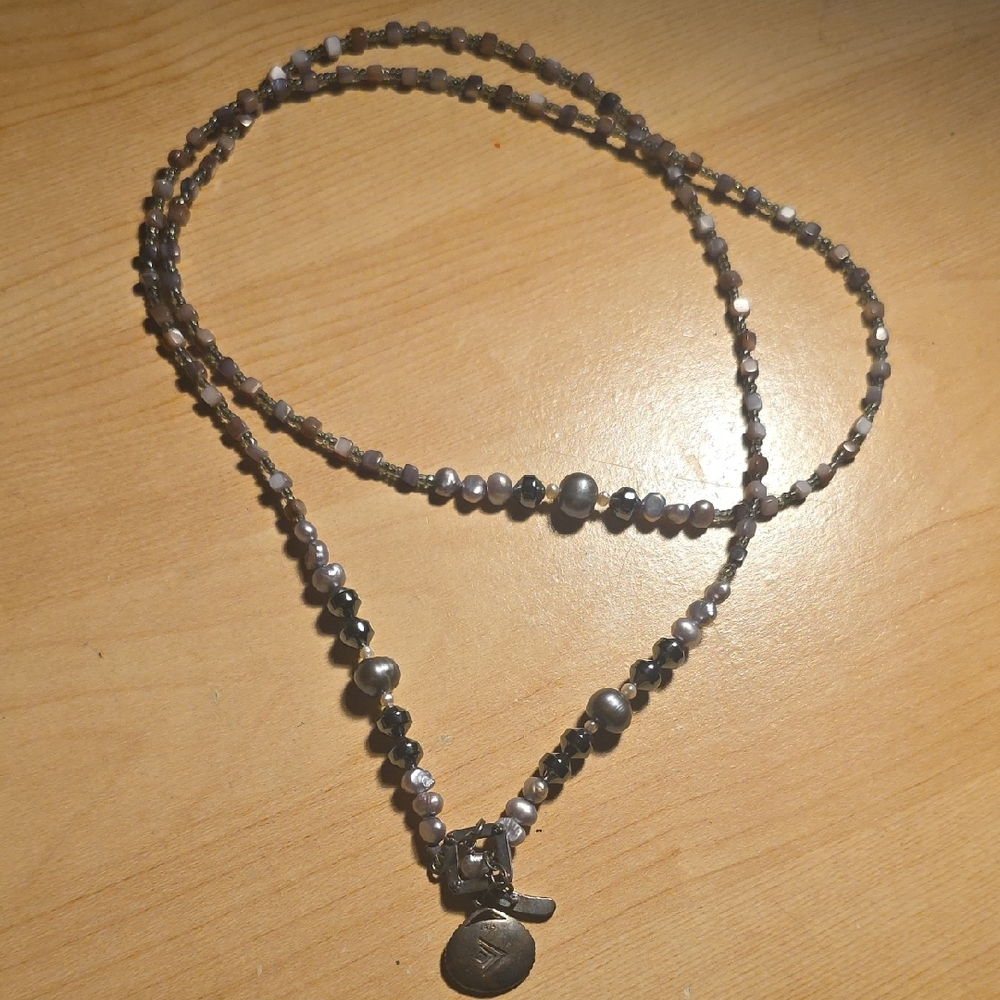 Silpada Metallic Hematite Beaded Necklace with Charm Drop - Picture 2 of 5